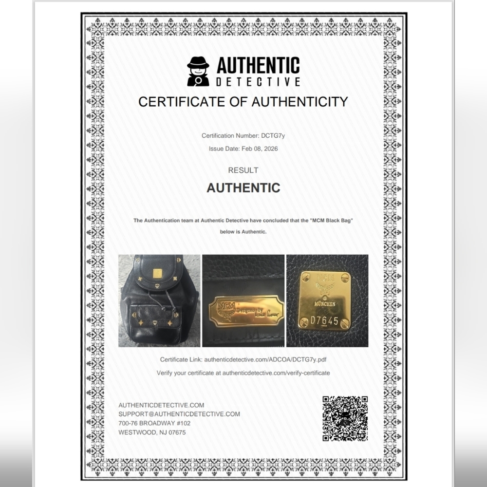 MCM Black Leather Logo Studded Backpack with Gold Hardware comes with COA - Picture 16 of 16
